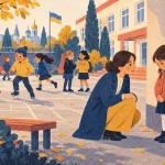 Мама й підліток розмовляють на кухні над чаєм, поруч лежить шкільний рюкзак і телефон