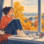Дівчинка-підліток пише есе за кухонним столом, поруч мама з зошитом і чашка чаю